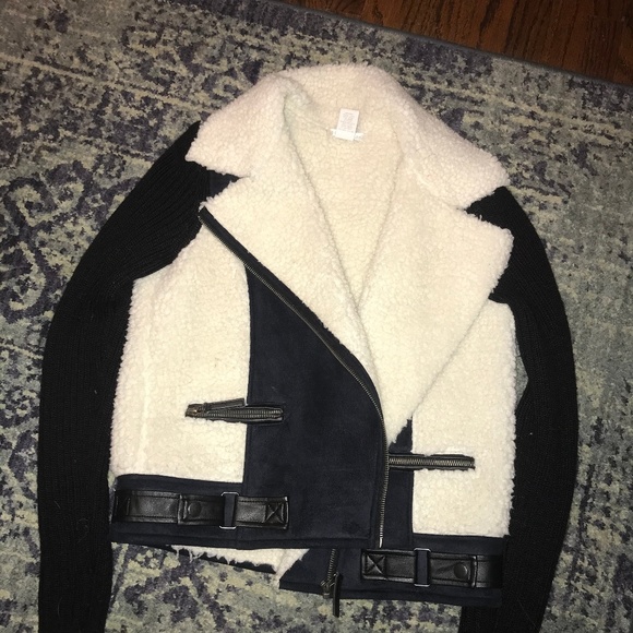 Design History shearling moto-style coat - Picture 1 of 3